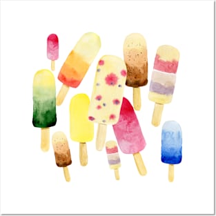 Ice Cream Colorful Watercolor Pattern Posters and Art